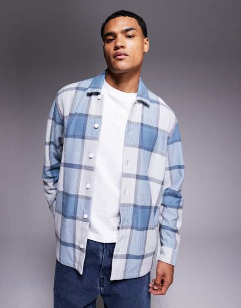 BOSS Orange - Locky - Camicia giacca pesante oversize grigio chiaro a quadri - view 1