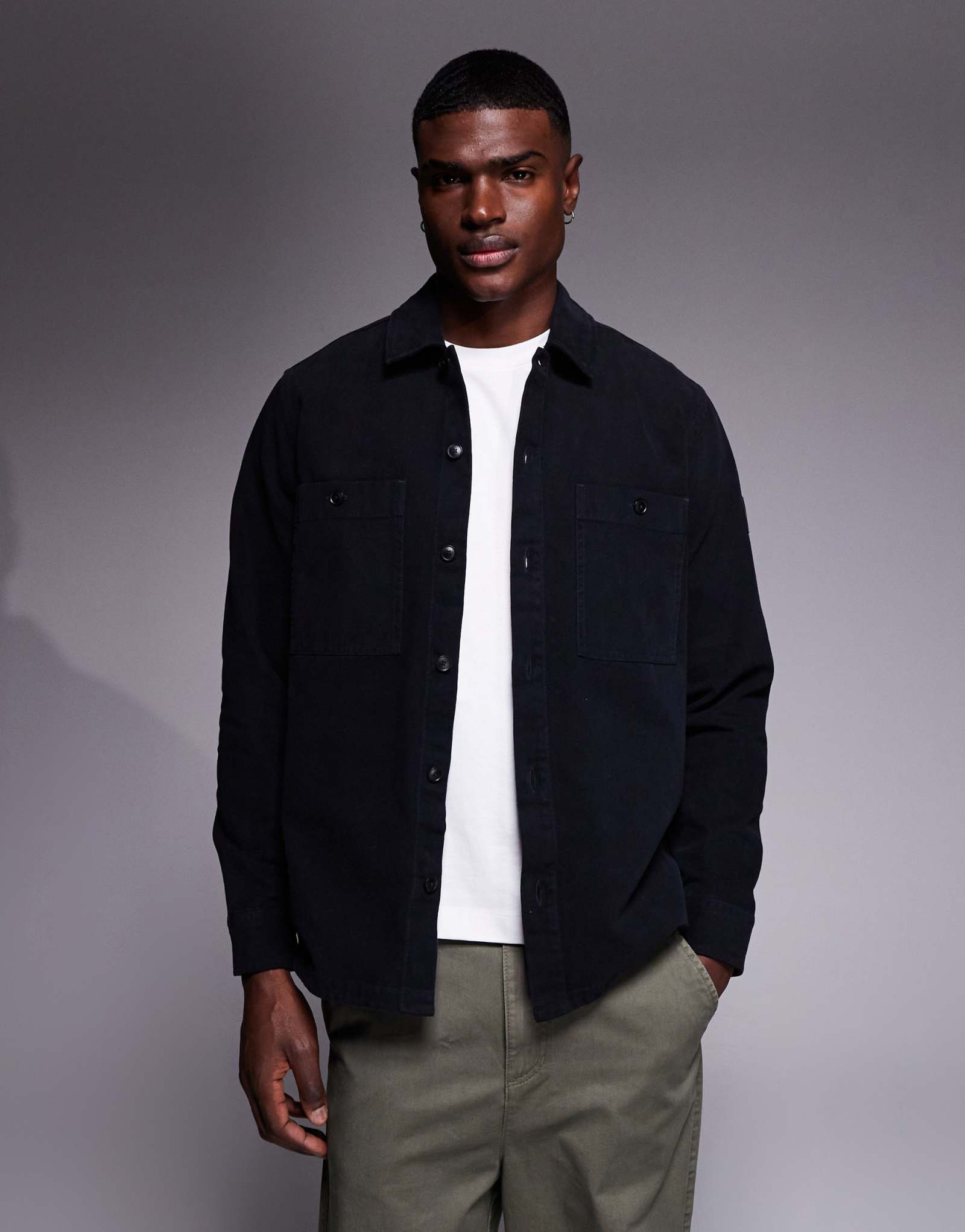 Черная верхняя рубашка BOSS Orange Locky oversize fit