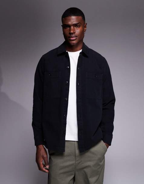 BOSS Orange locky oversized fit overshirt in black