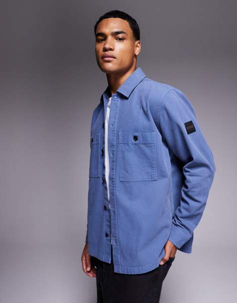 BOSS Orange - Locky - Oversized overshirt in blauw - view 1