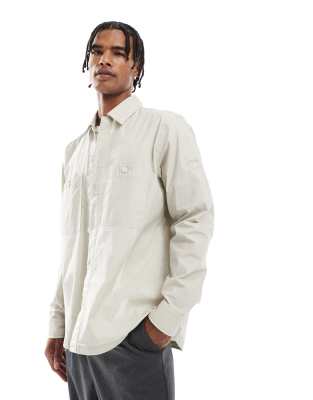 BOSS Orange BOSS Orange Locky_2 box logo sleeve oversized overshirt in beige-Neutral