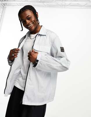 BOSS Orange BOSS Orange Lony oversized fit overshirt in light grey