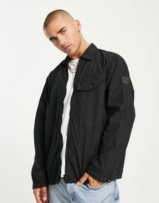 BOSS Orange Lool_1 tech fabric long sleeve shirt in black