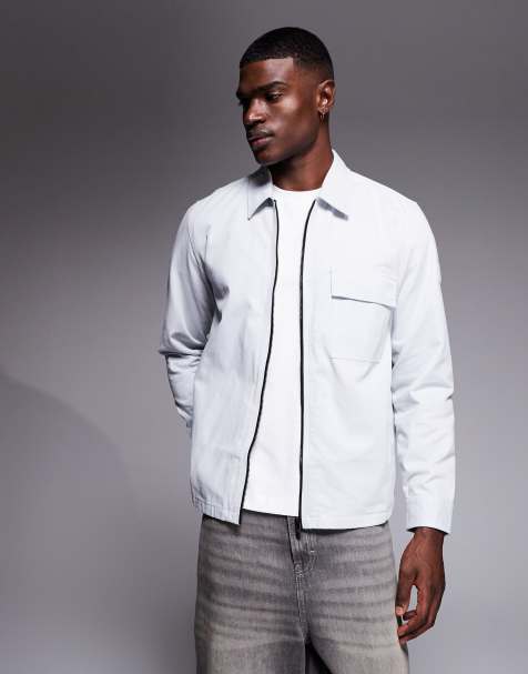 BOSS Orange lorum zip through overshirt in light grey