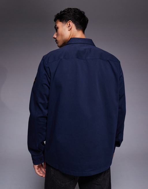 BOSS Orange lorum zip through overshirt in navy, 3 of 5