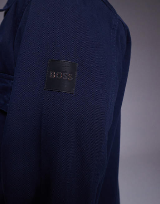 BOSS Orange lorum zip through overshirt in navy, 5 of 5