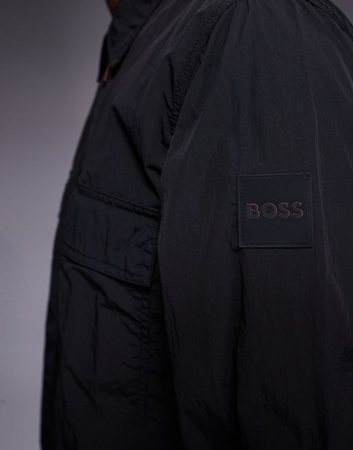 BOSS Orange lotape overshirt in black, 5 of 5