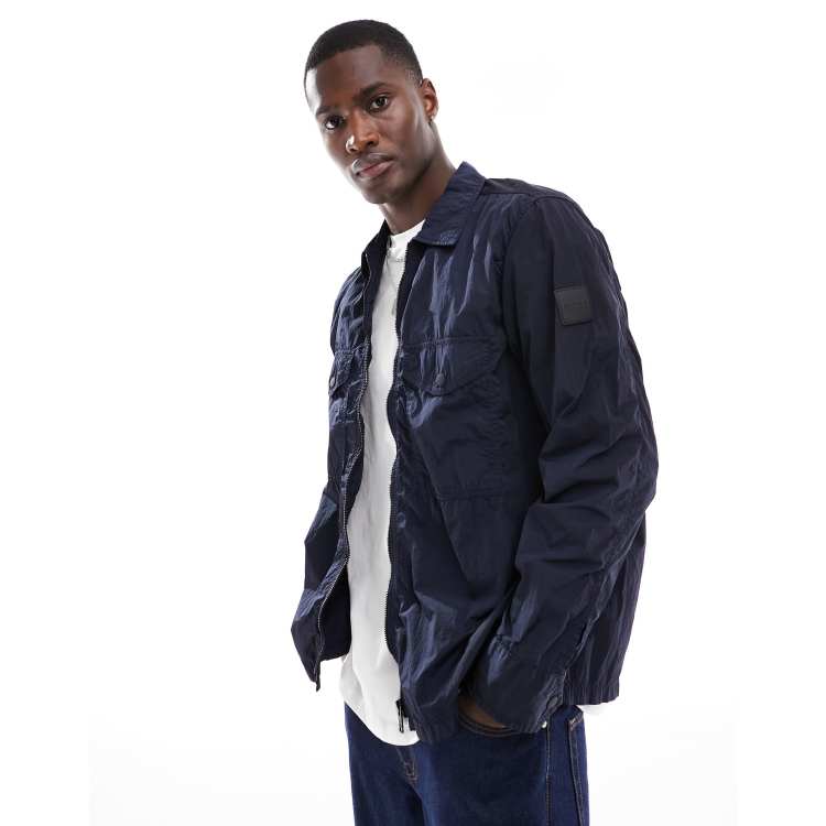 BOSS Orange Lovel-zip8 oversized shacket in navy | ASOS