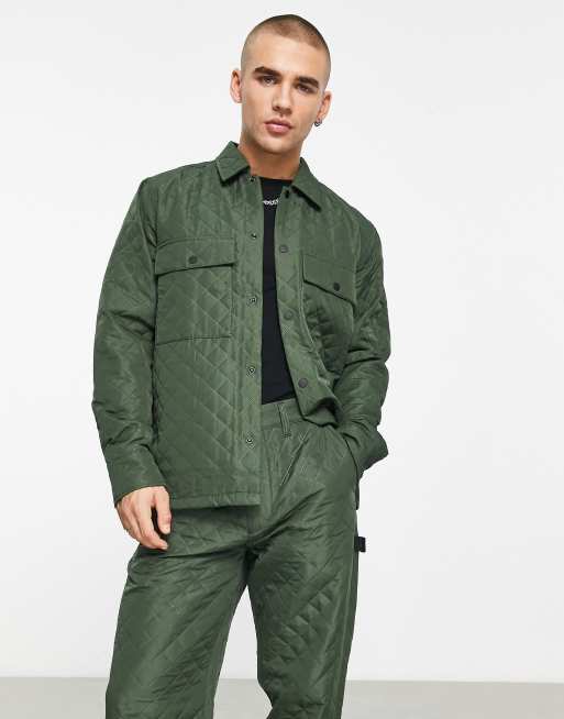 BOSS Orange Lovel_10 quilted overshirt in khaki