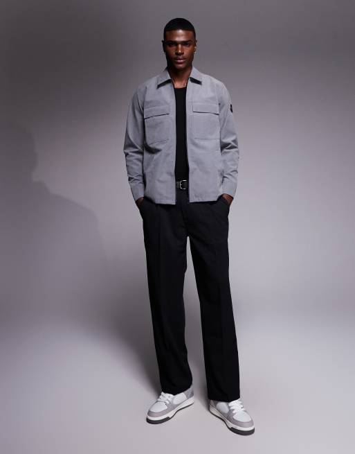 BOSS Orange - Lozzy - Camicia giacca multitasche grigia con zip, 2 di 5