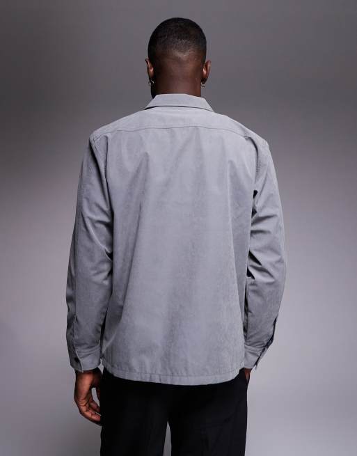 Boss Orange lozzy zip thru utility overshirt in grey, 3 of 5