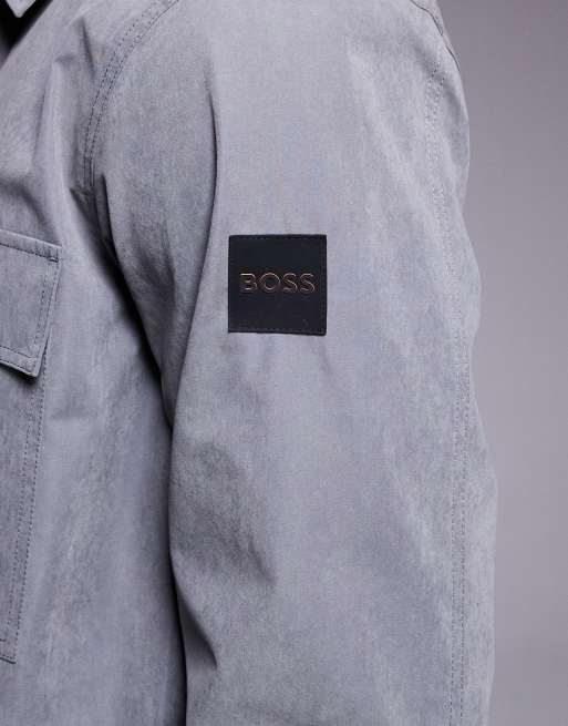 Boss Orange lozzy zip thru utility overshirt in grey, 5 of 5