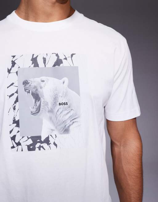BOSS Orange – Lupo – T-Shirt in Weiß mit Eisbär-Print auf der Brust und regulärer Passform, 5 von 5
