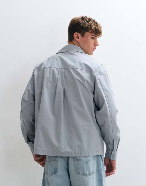 Boss Orange lutti surchemise oversize zippée intégrale grise, 5 de 5