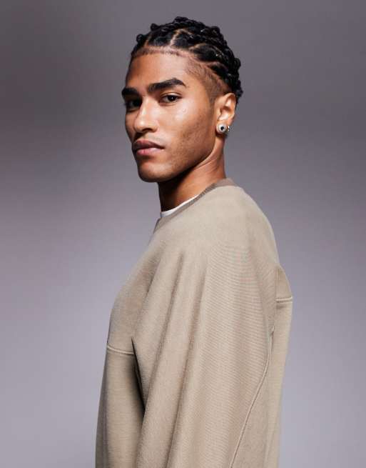 BOSS Orange – Mörkbeige, avslappnad, kraftig sweatshirt med centrerad logga, 4 av 5