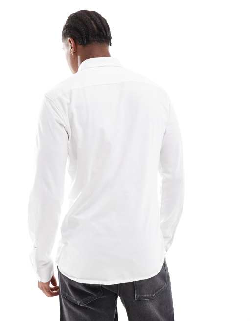 BOSS Orange my soft slim fit jersey shirt in white, 4 of 4