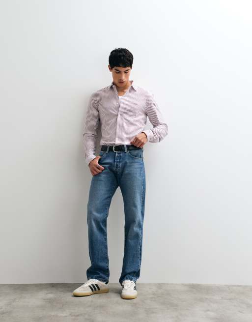 Boss Orange my soft stripe slim fit shirt in red, 2 of 5