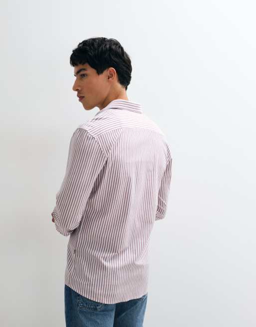 Boss Orange my soft stripe slim fit shirt in red, 4 of 5