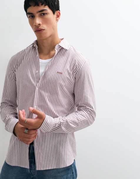 Boss Orange my soft stripe slim fit skjorta i rött - view 1