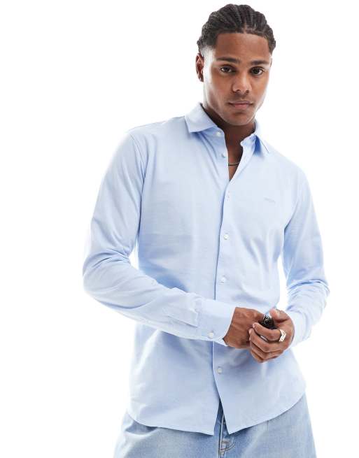 BOSS Orange mysoft slim fit jersey shirt in light blue