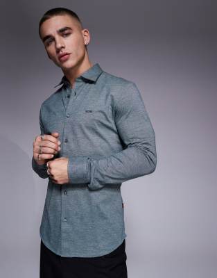 BOSS Orange BOSS Orange Mysoft tonal logo pique marl shirt slim fit in dark green