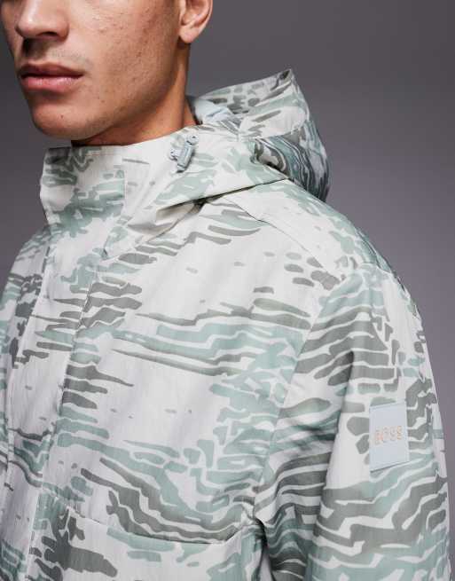 BOSS Orange ocombo silver camo print jacket in gray | ASOS