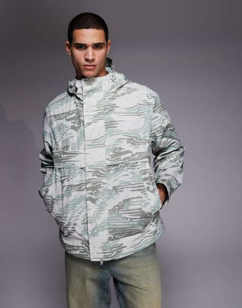 BOSS Orange ocombo silver camo print jacket in grey - view 1