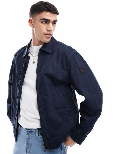 BOSS Orange - Ocrush-D - Giacca harrington blu navy in cotone comoda con riquadro del logo sulla manica - view 1