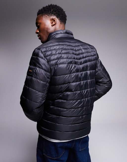 BOSS Orange – Oden2 – Leichte Pufferjacke in Schwarz mit schmalem