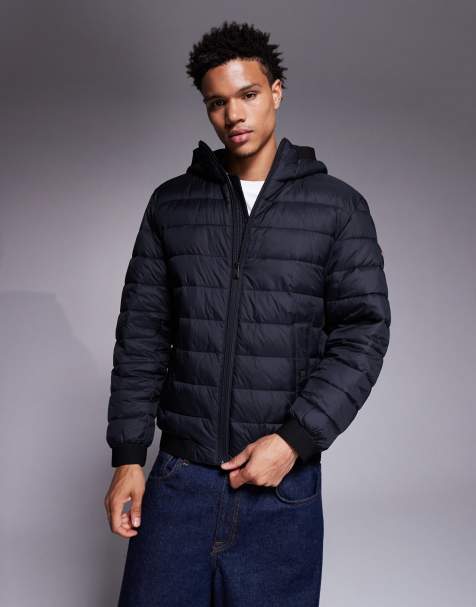 Boss Orange odenis hooded padded jacket in black - view 1
