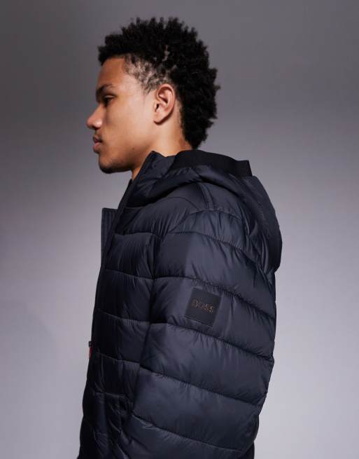 Boss Orange odenis hooded padded jacket in black, 4 of 5