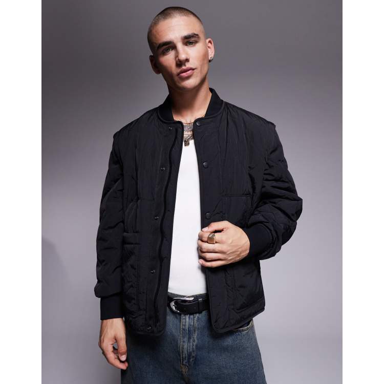 BOSS Orange Omore padded bomber jacket relaxed fit in black | ASOS