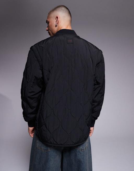 BOSS Orange Omore padded bomber jacket relaxed fit in black