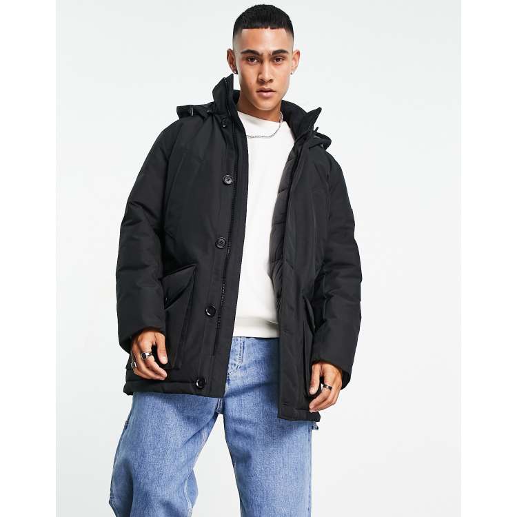 BOSS Orange Osiass padded parka jacket in black | ASOS