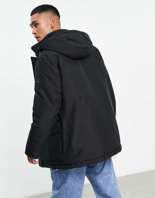 BOSS Orange Osiass padded parka jacket in black