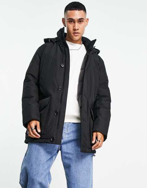 BOSS Orange Osiass padded parket jacket in black - view 1