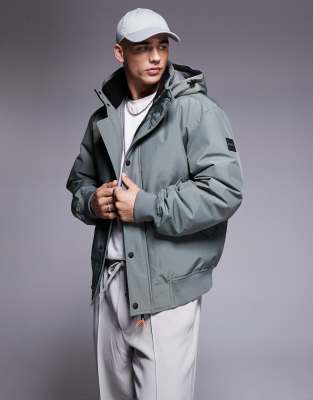 BOSS Orange BOSS Orange osis padded bomber jacket in grey with hood