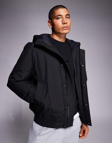 Boss Orange osis padded hooded heavyweight bomber jacket in black - view 1