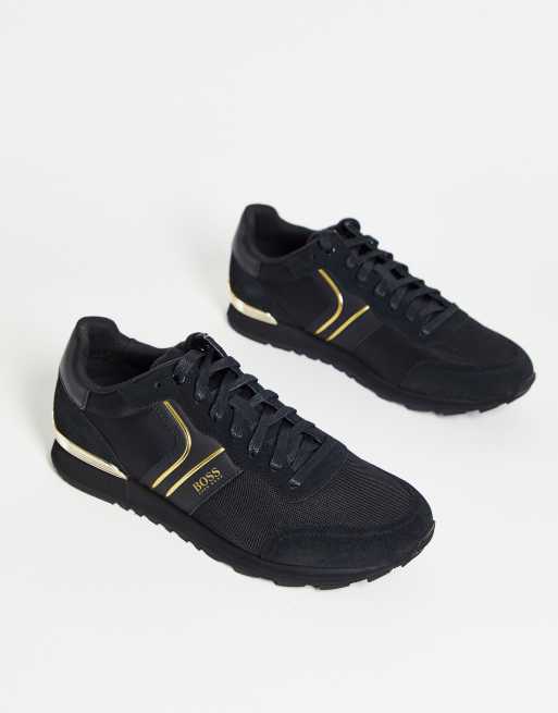 Black and gold on sale boss trainers