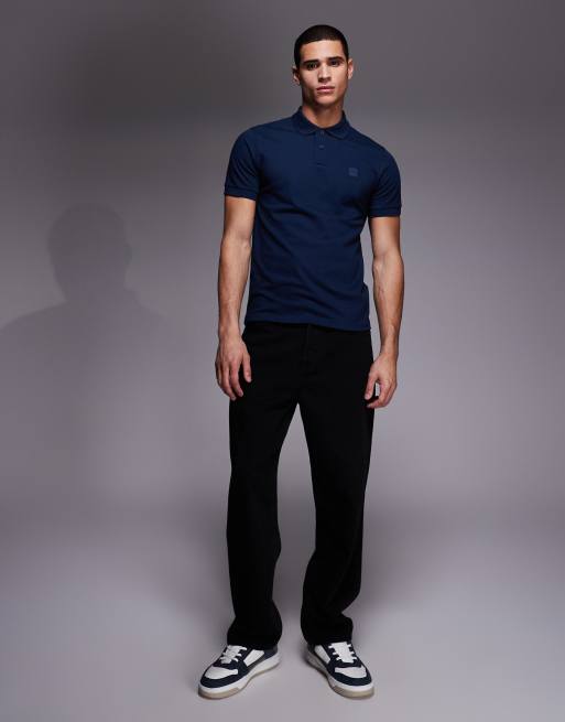 BOSS Orange – Passenger – Marinblå pikétröja med smal passform och logga ton-i-ton, 2 av 5