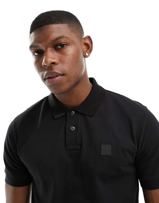 BOSS Orange Passenger slim fit polo in black ASOS