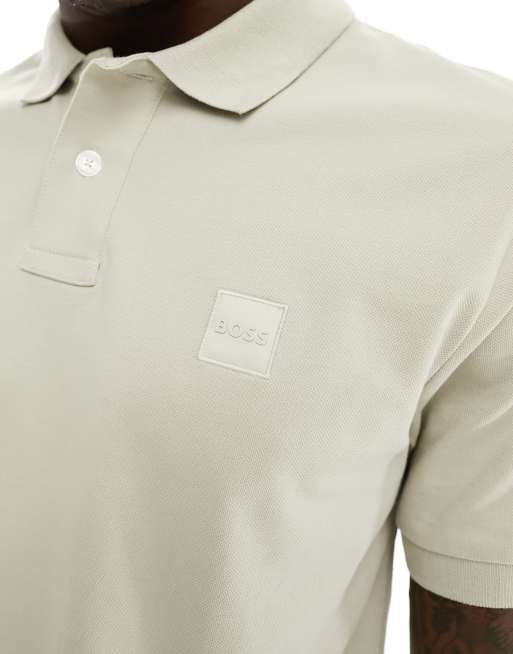 BOSS Orange Passenger slim fit polo in light beige, 2 of 4