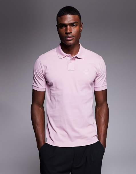 BOSS Orange passenger tonal logo pique polo shirt in light purple