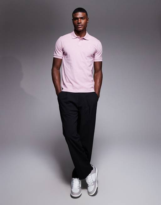 BOSS Orange passenger tonal logo pique polo shirt in light purple, 2 of 5