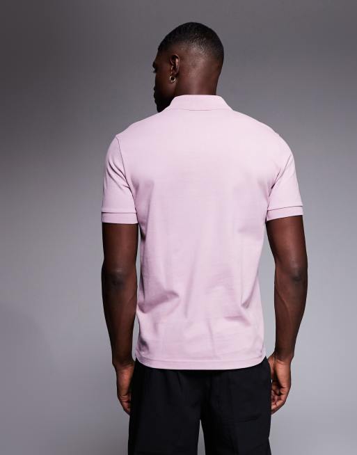 BOSS Orange passenger tonal logo pique polo shirt in light purple, 3 of 5