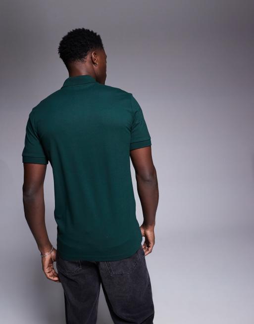 BOSS Orange Passenger tonal logo pique polo slim fit in dark green, 2 of 4