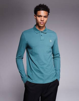 BOSS Orange BOSS Orange Passerby long sleeve polo shirt in open green