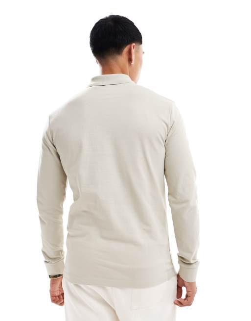 BOSS Orange - Passerby - Polo a maniche lunghe beige, 2 di 4