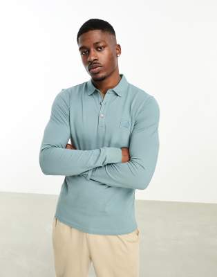 BOSS Orange Passerby polo in open green - ASOS Price Checker