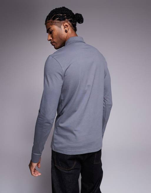 BOSS Orange - Passerby - Poloshirt met lange mouwen in donkergrijs, 3 van 5